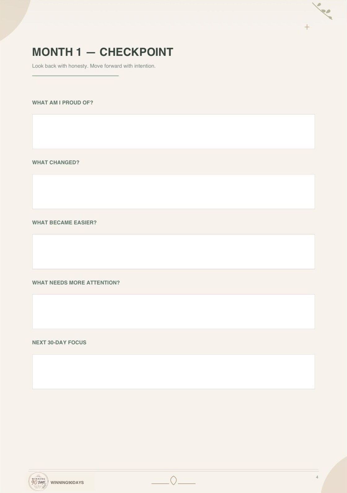 Winning 90 Days: 90-Day Challenge Workbook: Your monthly checkpoint